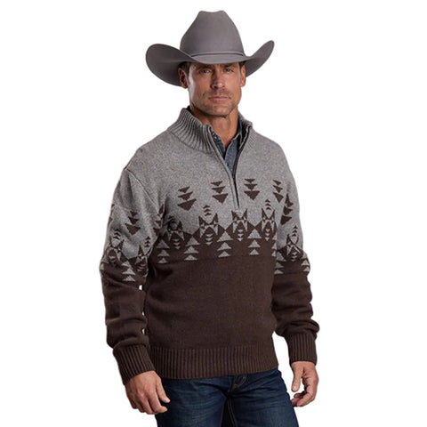 Stetson Grey and Brown Aztec Sweater