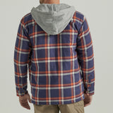 Wrangler Riggs Navy Flannel Hooded Jacket