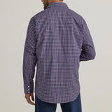 Wrangler Men's Navy/Purple Plaid Wrinkle Resistant Long Sleeve