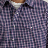 Wrangler Men's Navy/Purple Plaid Wrinkle Resistant Long Sleeve