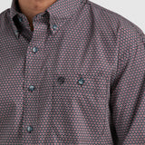 Wrangler Men's George Strait Red & Navy Geo Print Long Sleeve