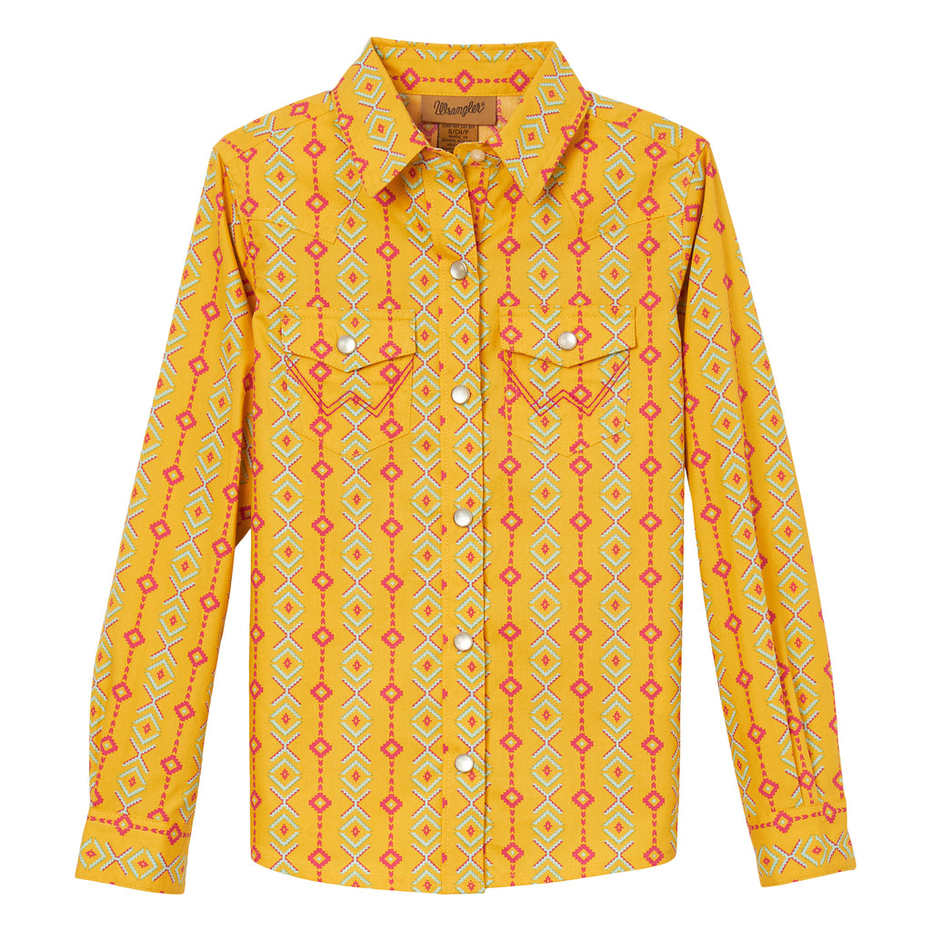 Wrangler Kid's Yellow Aztec Stripe Shirt