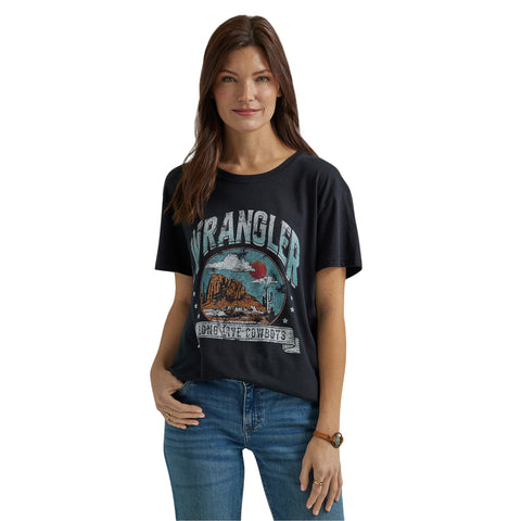 Wrangler Women's Black Long Live Cowboys Desert Tee