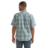 Wrangler Men's Aqua Green Plaid Short Sleeve