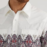 Wrangler Men's White/Grey Aztec Border Shirt