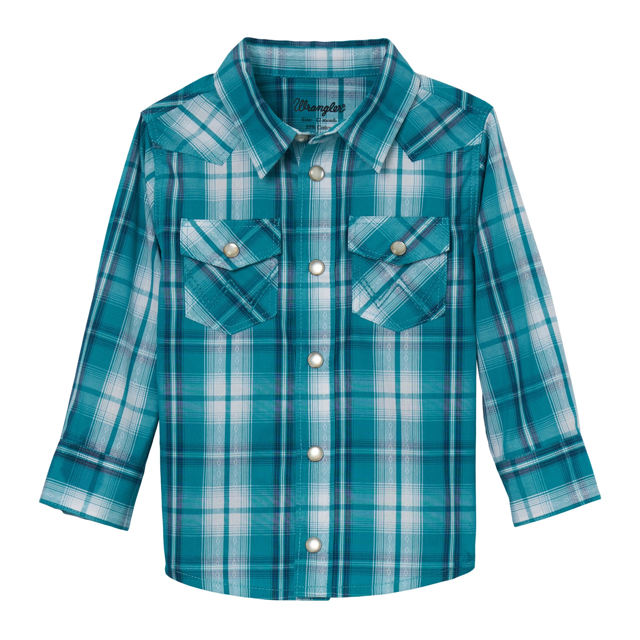 Wrangler Infant/Toddler Teal/White Plaid Shirt Wrangler Infant/Toddler Teal/White Plaid Shirt