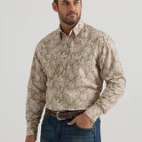 Wrangler Men's Green & Tan Paisley Print Shirt