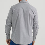 Wrangler Men's White/Charcoal Stripe Long Sleeve