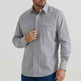 Wrangler Men's White/Charcoal Stripe Long Sleeve