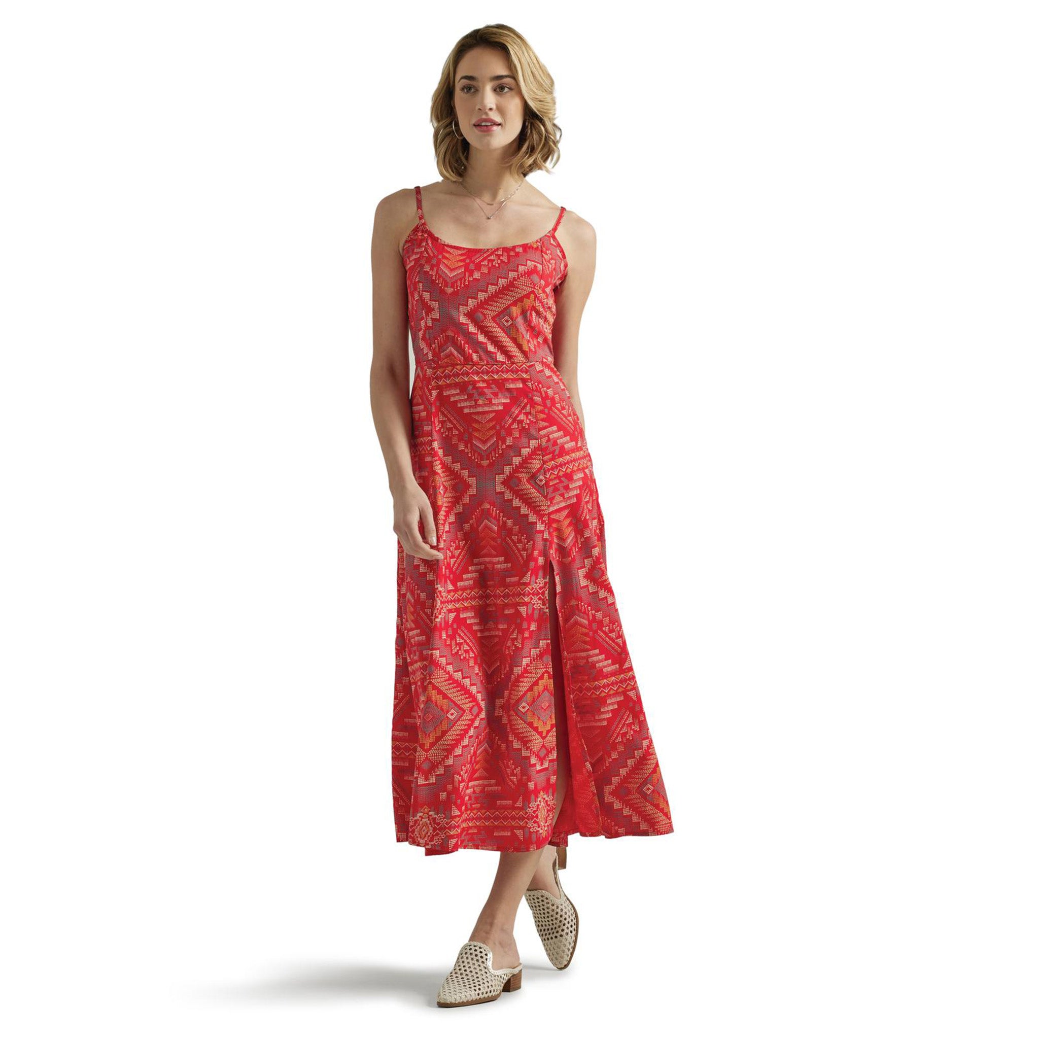 Wrangler Ladies Retro Aztec Woven Red Maxi Dress Wrangler Ladies Retro Aztec Woven Red Maxi Dress
