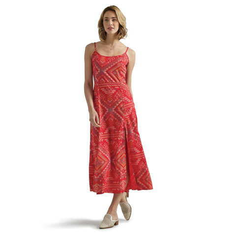 Wrangler Ladies Retro Aztec Woven Red Maxi Dress