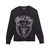 Wrangler Black Born Free Skull Long Sleeve T Shirt Stock Image