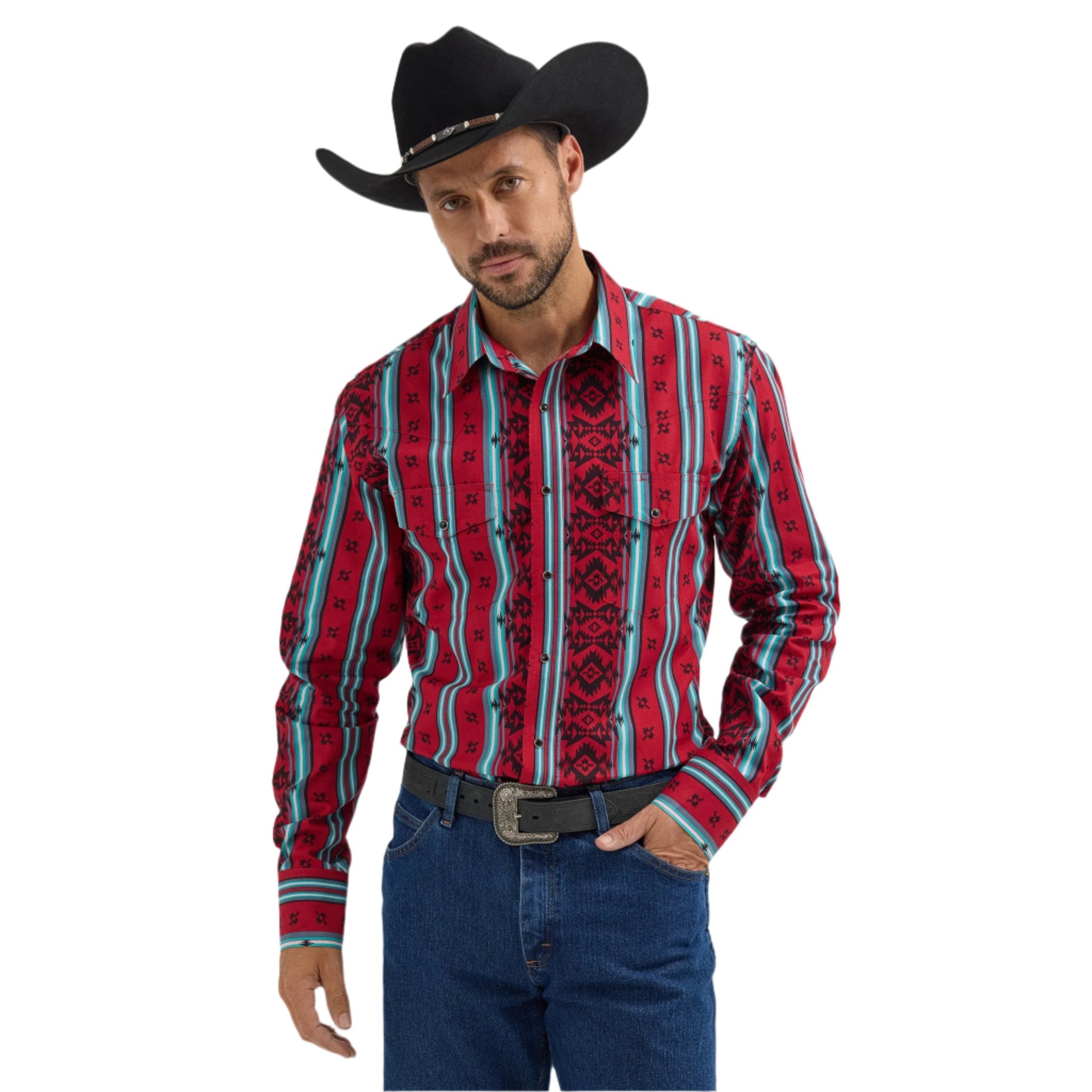 ン 大人気 新品 ノ Wrangler Men's Checotah Sonoran Red Print Shirt メンズウェア