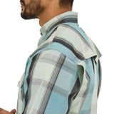 Wrangler Men's Turquoise Plaid Short Sleeve