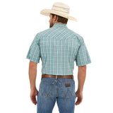 Wrangler Turquoise and White Plaid 20X Short Sleeve