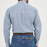 Blue Geo Diamond Print Button Up- Back View