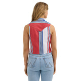 Wrangler Women's Stripe Brushpopper Sleeveless Crop Top