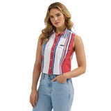 Wrangler Women's Stripe Brushpopper Sleeveless Crop Top