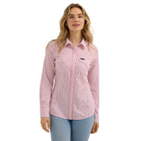 Red and White Pearl Snap Long Sleeve Western Shirt with Two Pockets