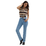 Wrangler Ladies Bold Print Sleeveless Tie Front Shirt