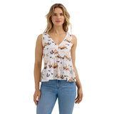 White Desert Print V-Neck Tank