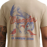 Wrangler Bronc Rider in Dessert Scene Crew Neck T-shirt Close-up