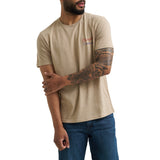 Front of Wrangler Tan Crew Neck T-shirt with Logo 