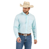 Wrangler Men's Cody Johnson Aqua Blue Long Sleeve