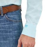 Wrangler Men's Cody Johnson Aqua Blue Long Sleeve