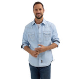 Wrangler Men's Ice Blue Retro Long Sleeve