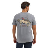 Bronc Rider on Back of Gray Wrangler Crew Neck T-shirt 