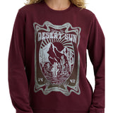 Burgundy Desert Sunrise Sweatshirt – Graphic Crew Up-Close