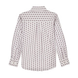 boys white and sangria red geo print long sleeve shirt