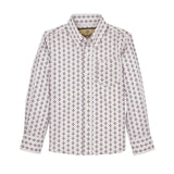 boys white and sangria red geo print long sleeve shirt