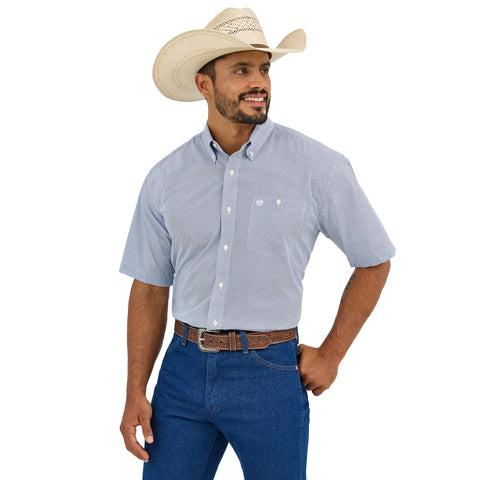 Wrangler Men's Mini Dot Plaid Short Sleeve Shirt