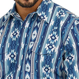 Wrangler Men's Navy Checotah Aztec Long Sleeve