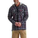 Navy/Red Hooded Flannel Jacket