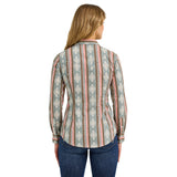 Women's Retro Aztec Long Sleeve Pearl Snap Shirt Back View