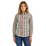 Women's Retro Aztec Long Sleeve Pearl Snap Shirt 