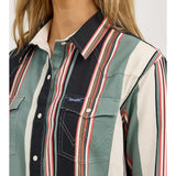 Brushpopper Long Sleeve Striped Western Shirt Up Close