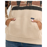 Women's Light Tan Horse Print Sweatshirt with 1/4 zip front