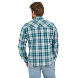 Men's Teal Plaid Western Long Sleeve Shirt