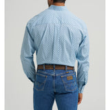 George Strait Blue Geo Print Long Sleeve Button Down Back View