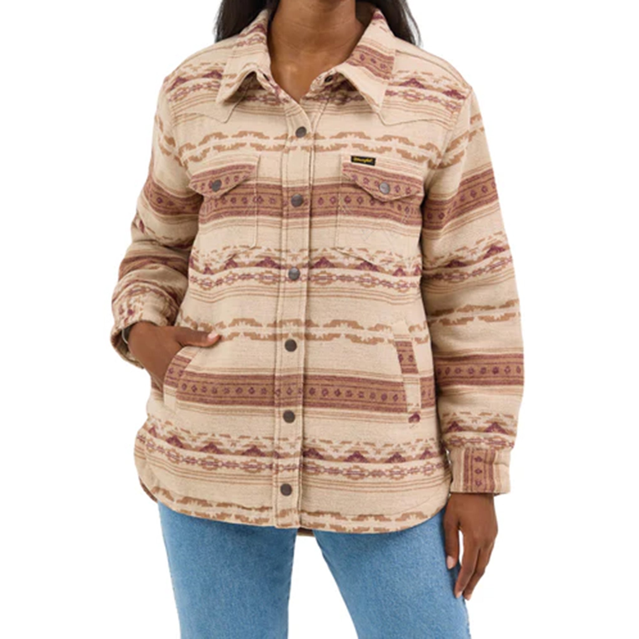 Wrangler Women's Brown Jacquard Lined Shacket