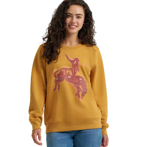 Wrangler Spruce Yellow Bronc Crewneck