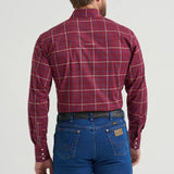 Burgundy Checkered Plaid Pearl Snap- Back View