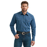 Wrangler 20X Teal Geo Long Sleeve shirt worn by male model 