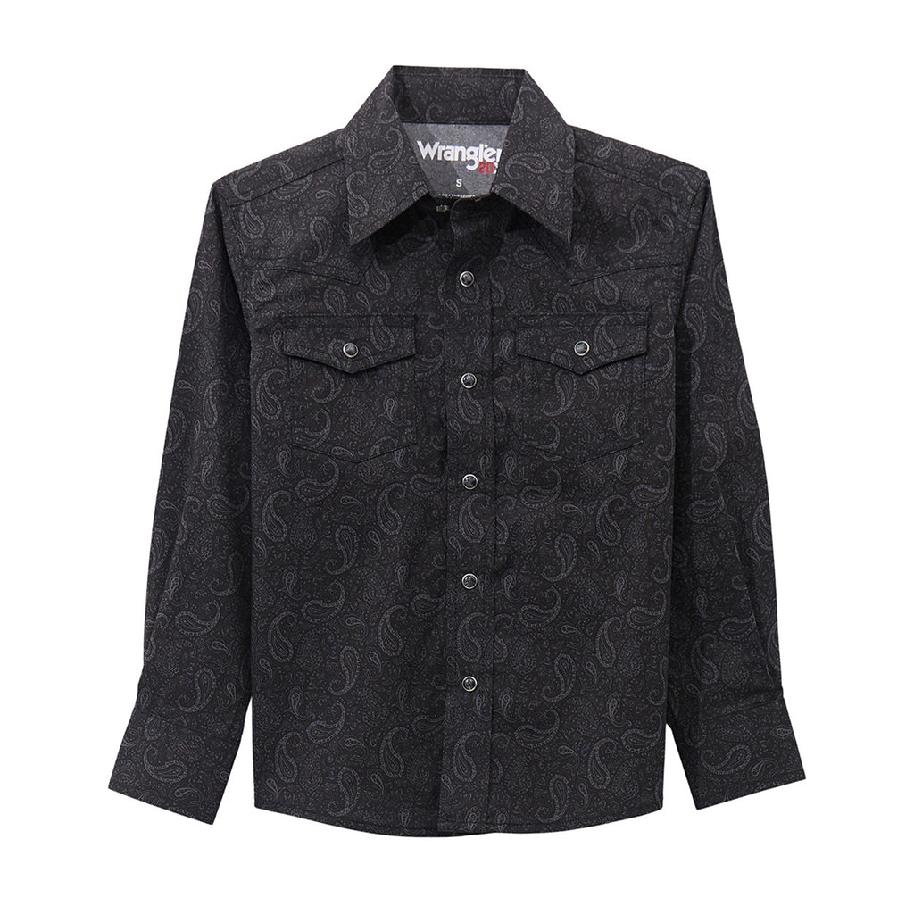 Boy's black & gray paisley long sleeve 