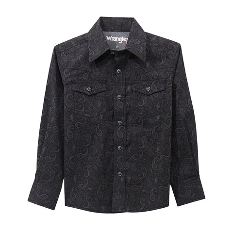 Boy's black & gray paisley long sleeve 