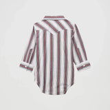 infant long sleeve, striped onesie with Western back yoke